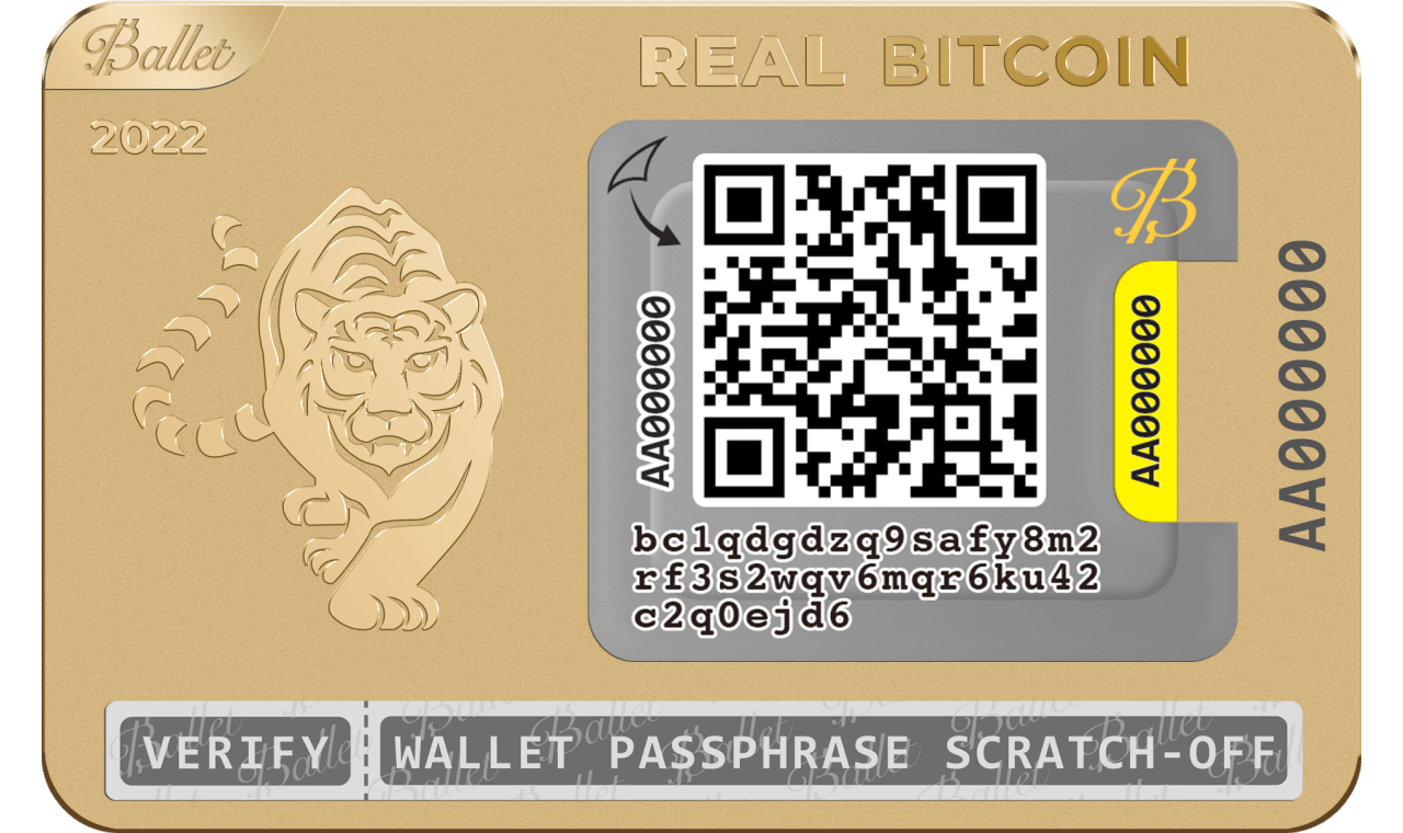 The Easiest Crypto Cold Storage Wallet Ballet 3-Pack REAL Bitcoin Physical Cryptocurrency Wallet with Multicurrency Support Gold Edition 